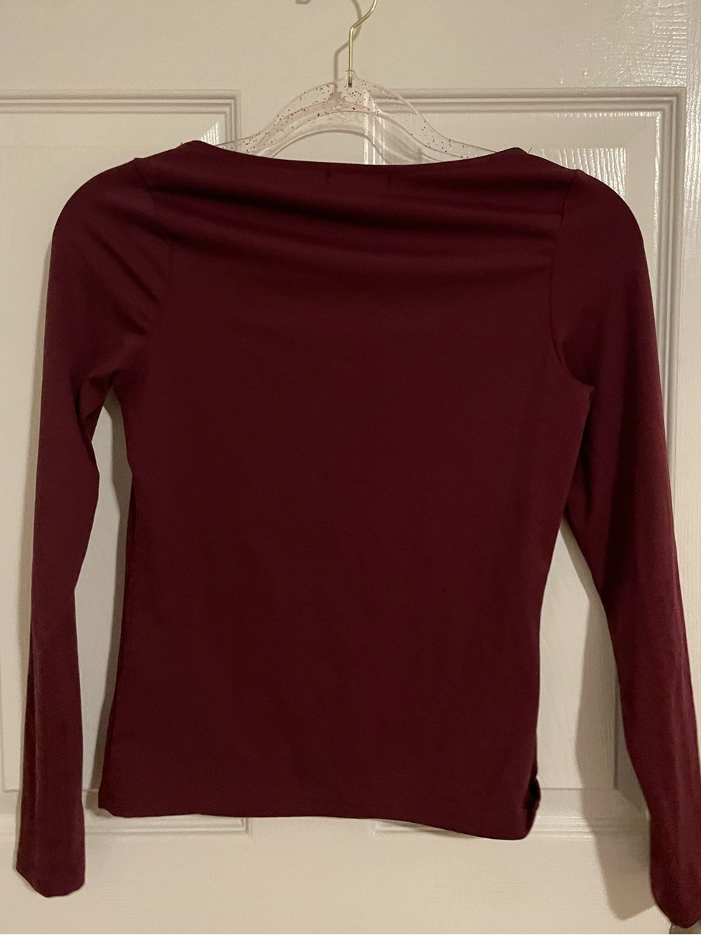 Burgundy boat neck long sleeve